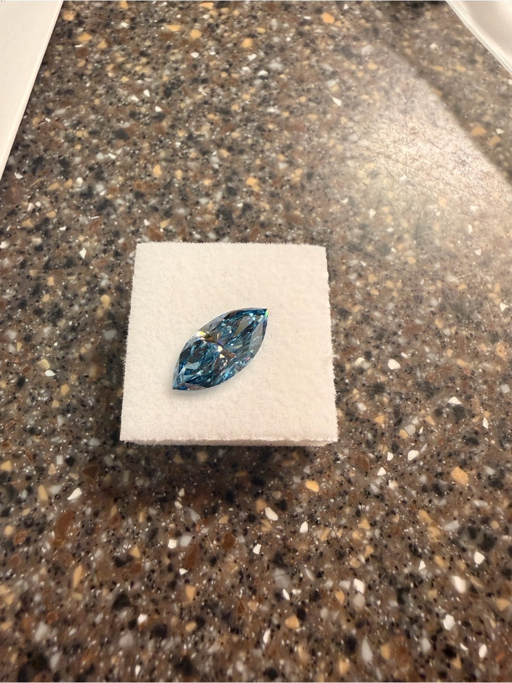 3 ctw Fancy Vivid Blue Marquise Modified Brilliant IGI cert Lab grown Diamond